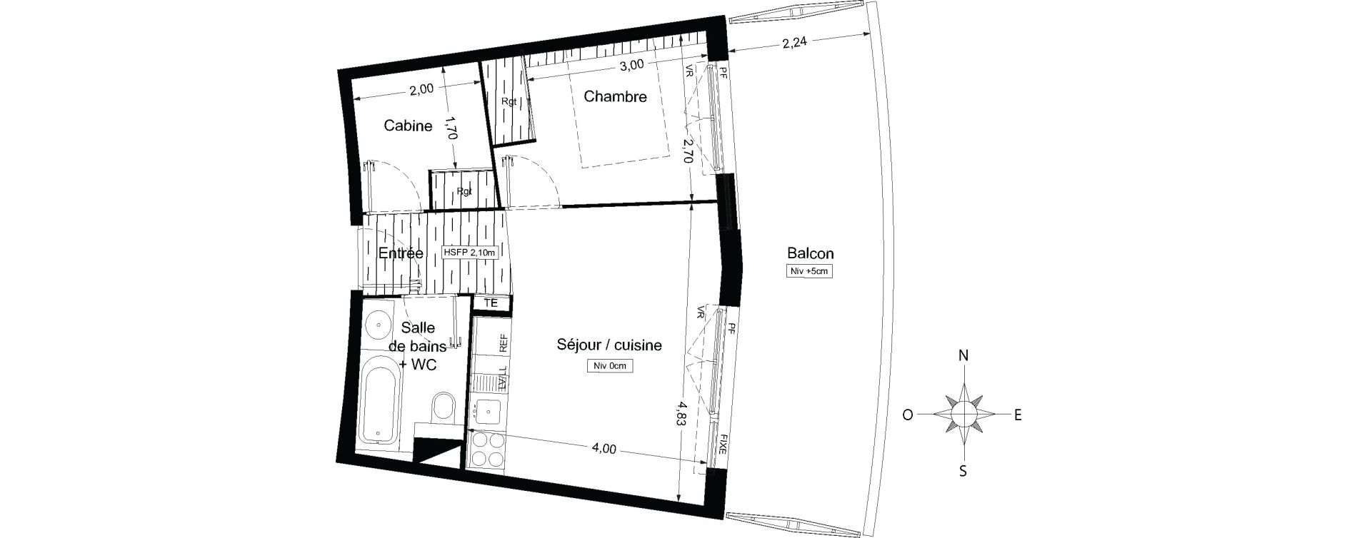 Appartement T2 meubl&eacute; de 37,50 m2 &agrave; Agde Les 7 fonts