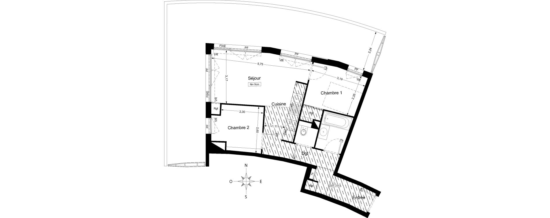 Appartement T3 meubl&eacute; de 49,50 m2 &agrave; Agde Les 7 fonts