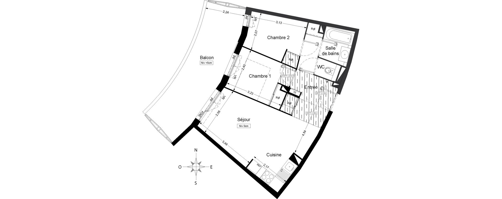 Appartement T3 meubl&eacute; de 48,00 m2 &agrave; Agde Les 7 fonts