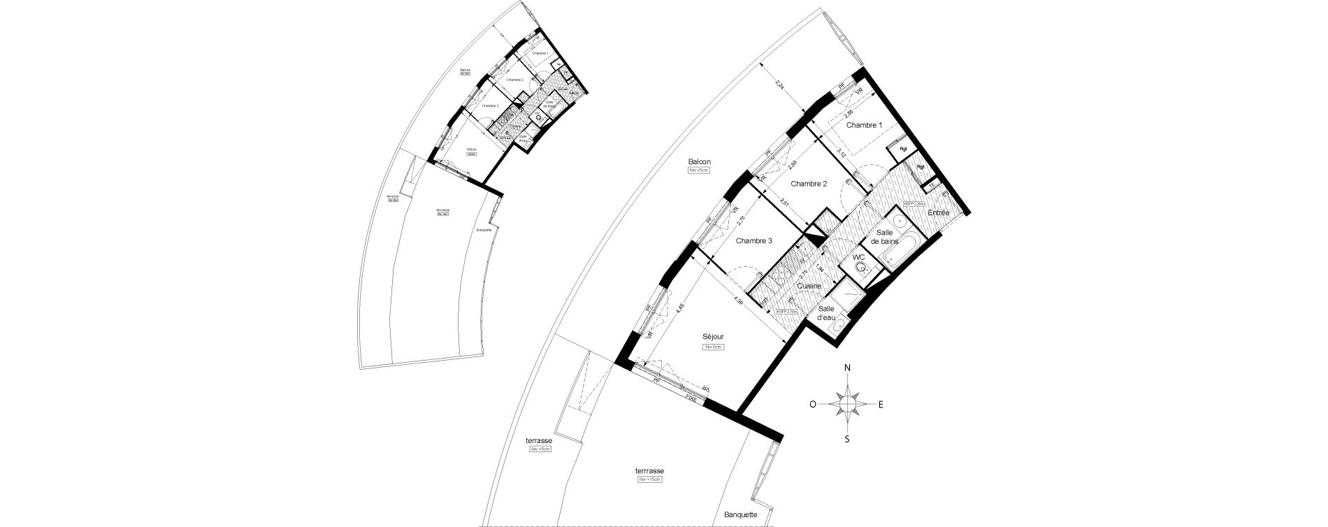 Appartement T4 meubl&eacute; de 57,00 m2 &agrave; Agde Les 7 fonts