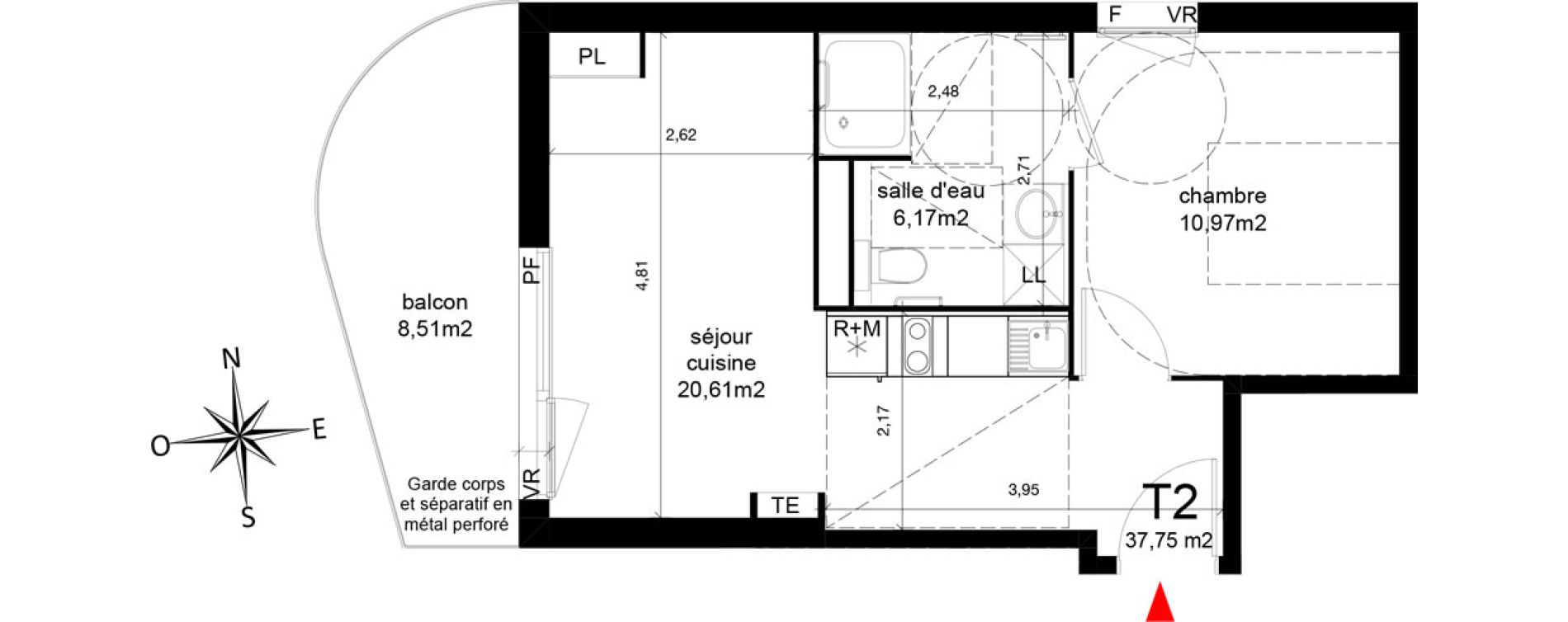 Appartement T2 de 37,75 m2 &agrave; Agde Centre