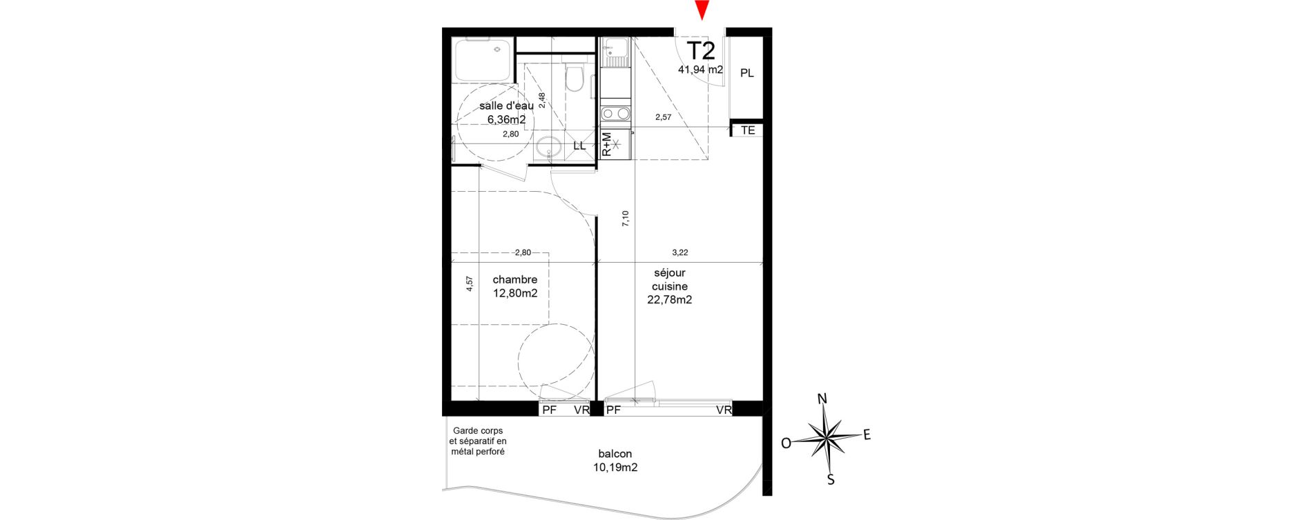 Appartement T2 de 41,94 m2 &agrave; Agde Centre