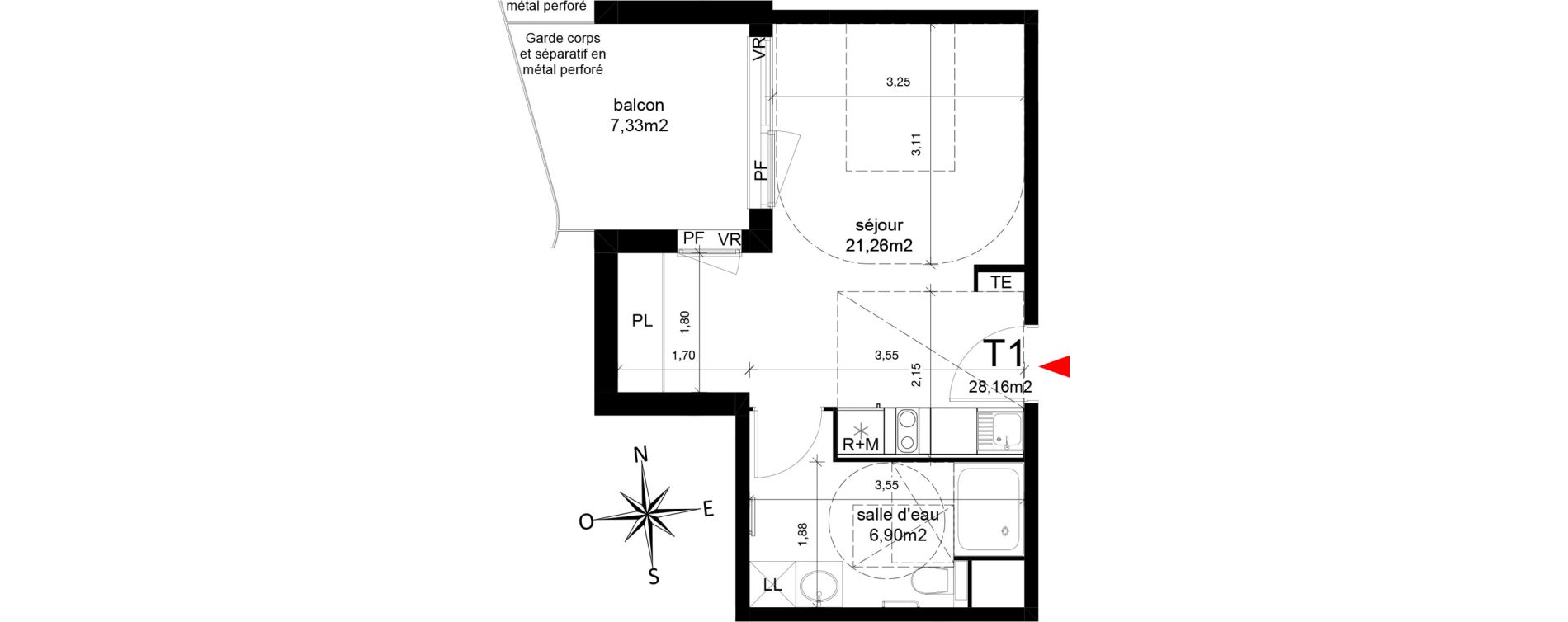 Appartement T1 de 28,16 m2 &agrave; Agde Centre