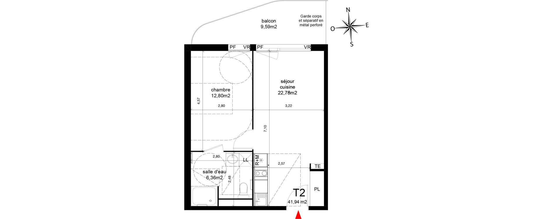 Appartement T2 de 41,94 m2 &agrave; Agde Centre