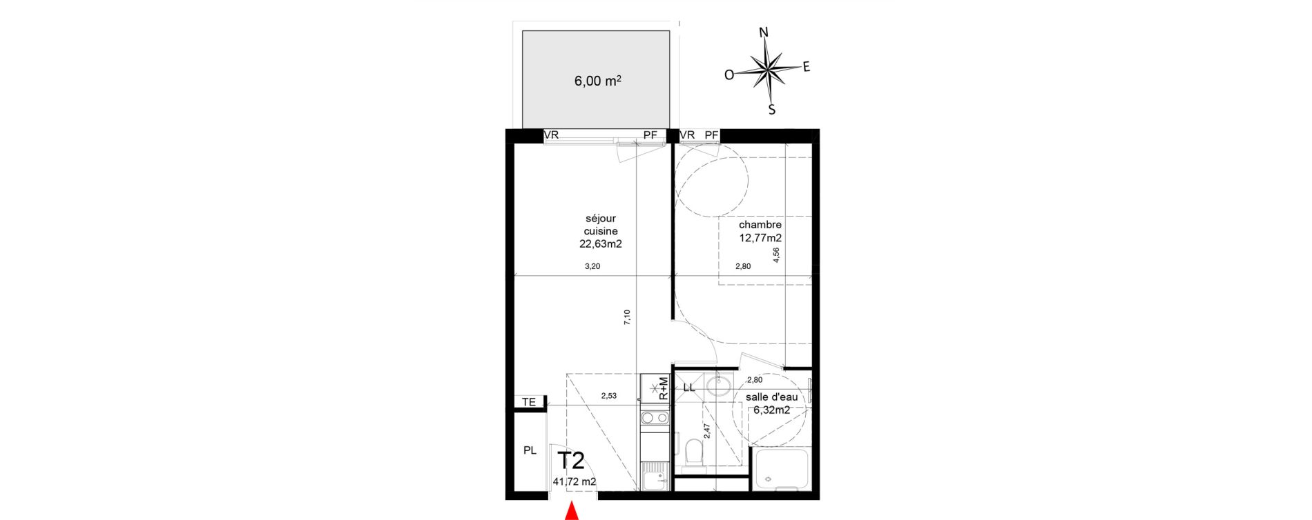Appartement T2 de 41,72 m2 &agrave; Agde Centre