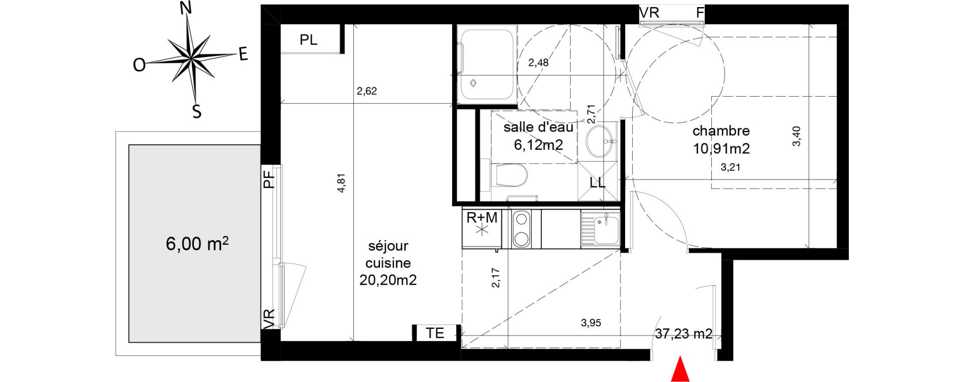 Appartement T2 de 37,23 m2 &agrave; Agde Centre