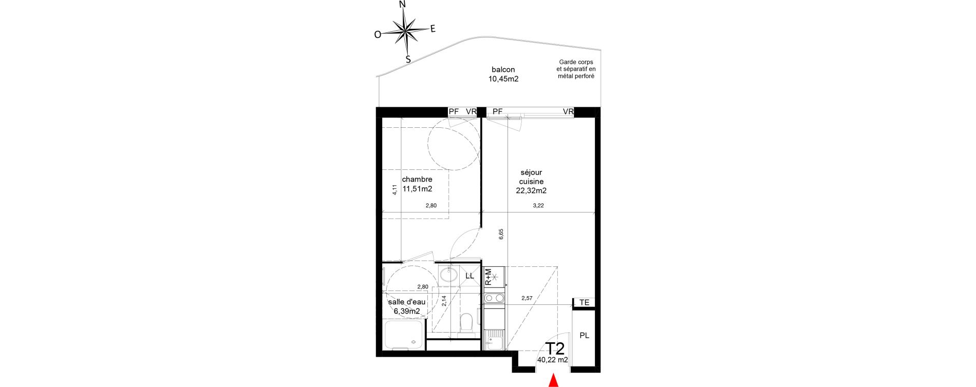 Appartement T2 de 40,22 m2 &agrave; Agde Centre