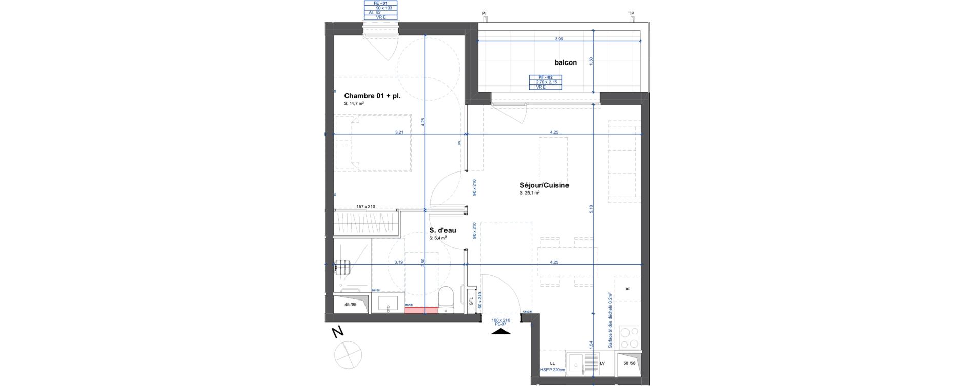 Appartement T2 de 46,13 m2 &agrave; Agde Route de sete