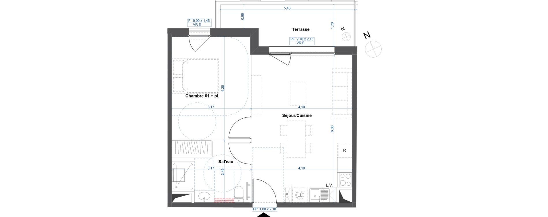 Appartement T2 de 44,76 m2 &agrave; Agde Route de sete