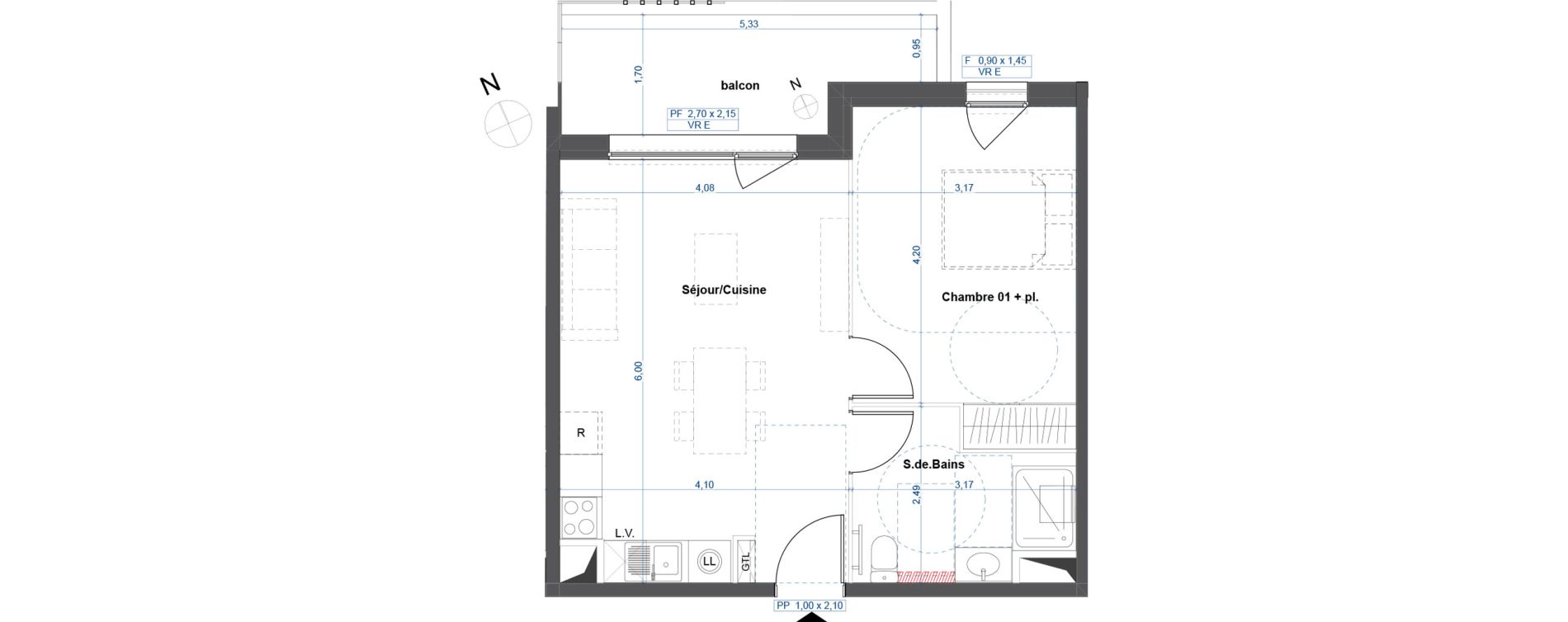 Appartement T2 de 44,76 m2 &agrave; Agde Route de sete