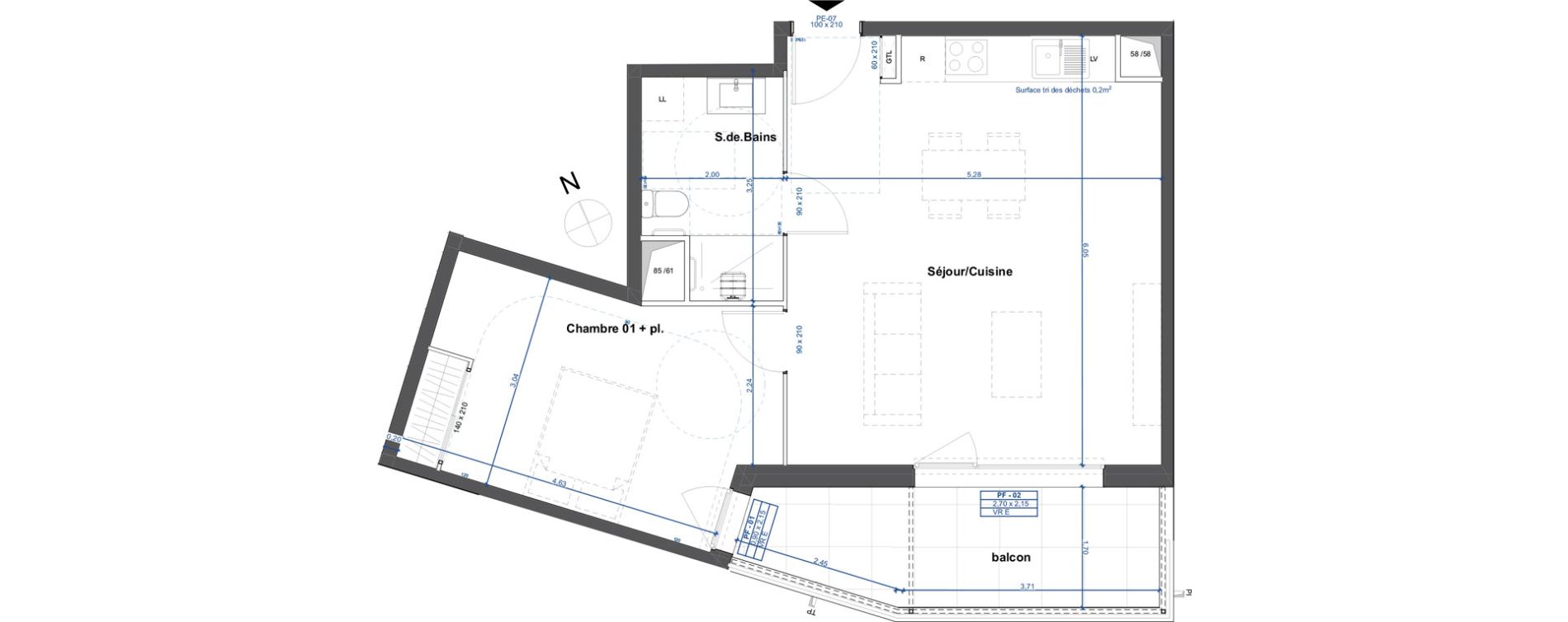 Appartement T2 de 52,51 m2 &agrave; Agde Route de sete