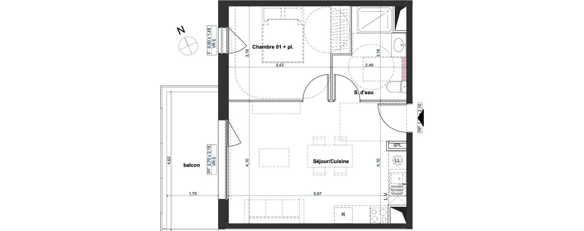 Appartement T2 de 42,12 m2 &agrave; Agde Centre
