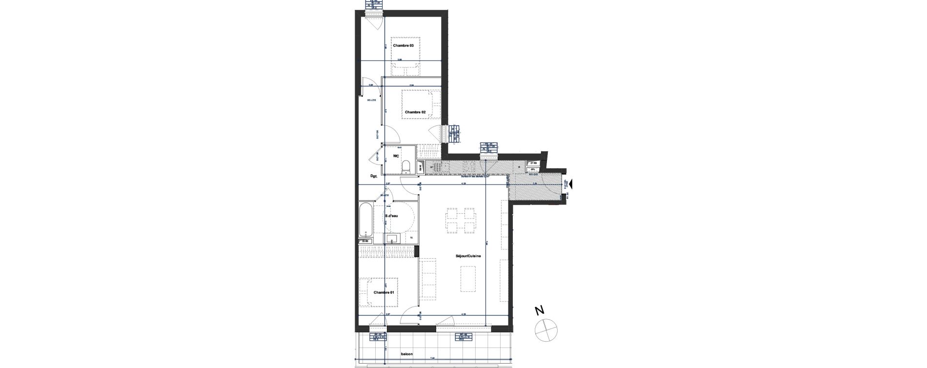 Appartement T4 de 86,39 m2 &agrave; Agde Centre