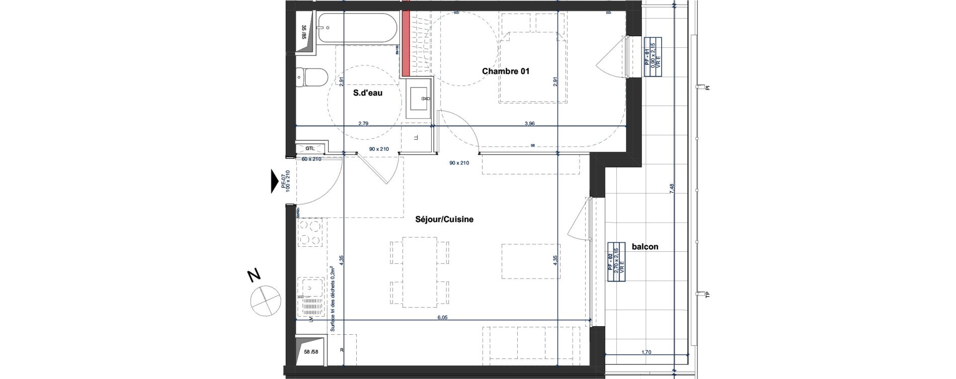 Appartement T2 de 45,12 m2 &agrave; Agde Centre