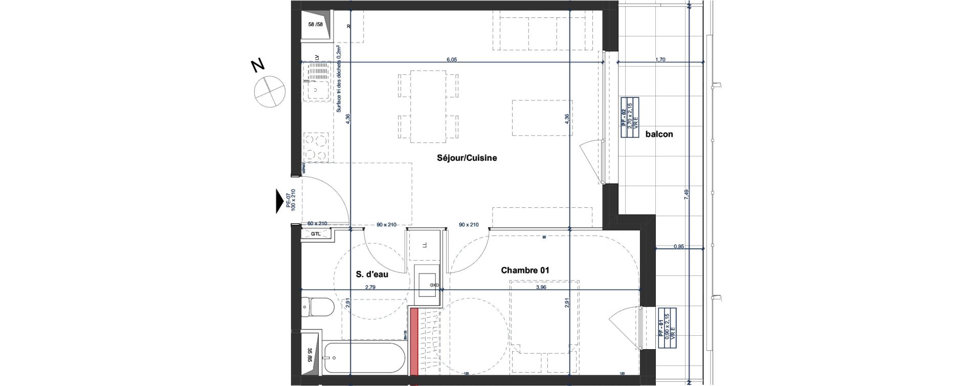 Appartement T2 de 44,95 m2 &agrave; Agde Centre