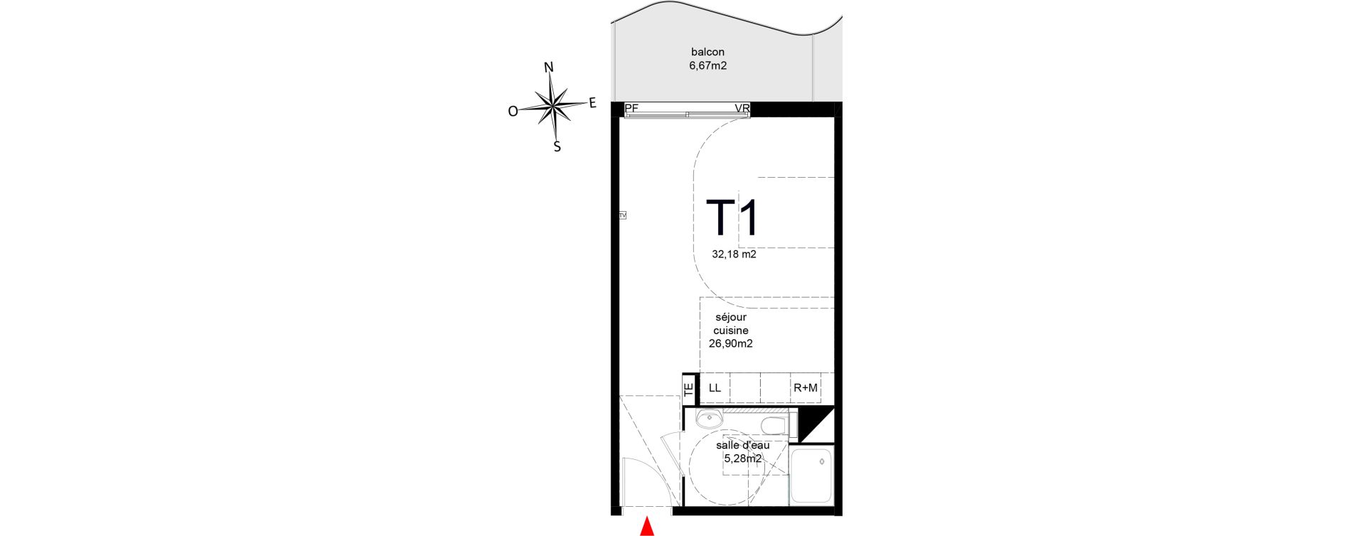 Studio de 32,18 m2 &agrave; Agde Route de sete