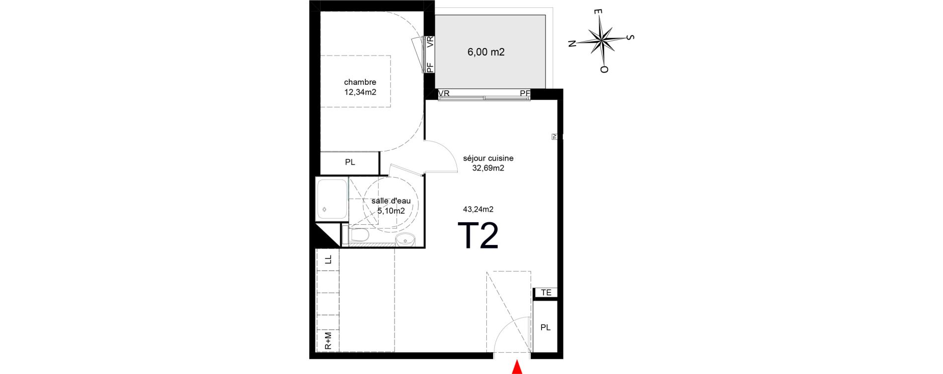 Appartement T2 de 43,24 m2 &agrave; Agde Route de sete