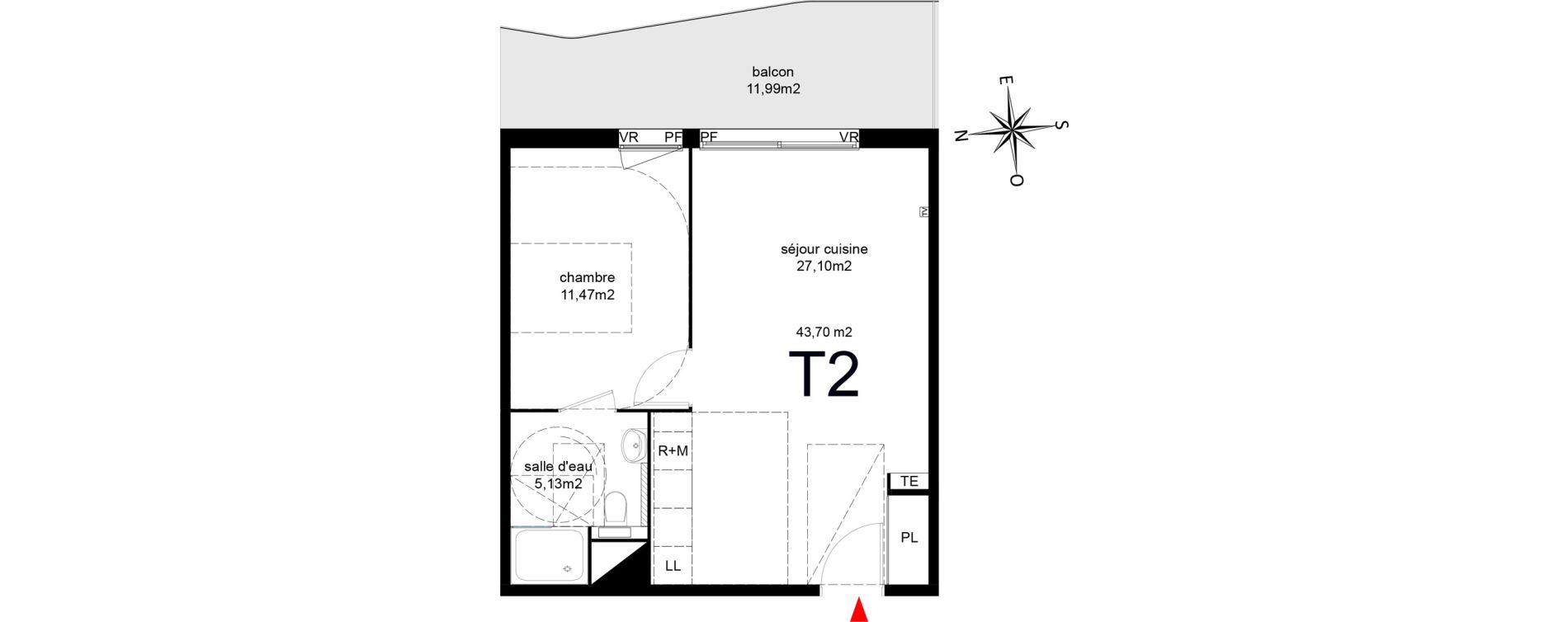 Appartement T2 de 43,70 m2 &agrave; Agde Route de sete