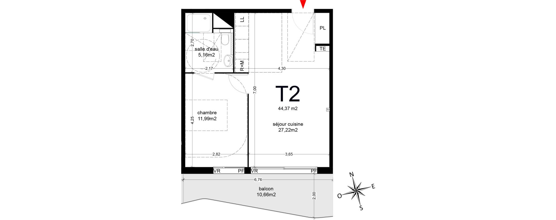Appartement T2 de 44,37 m2 &agrave; Agde Route de sete