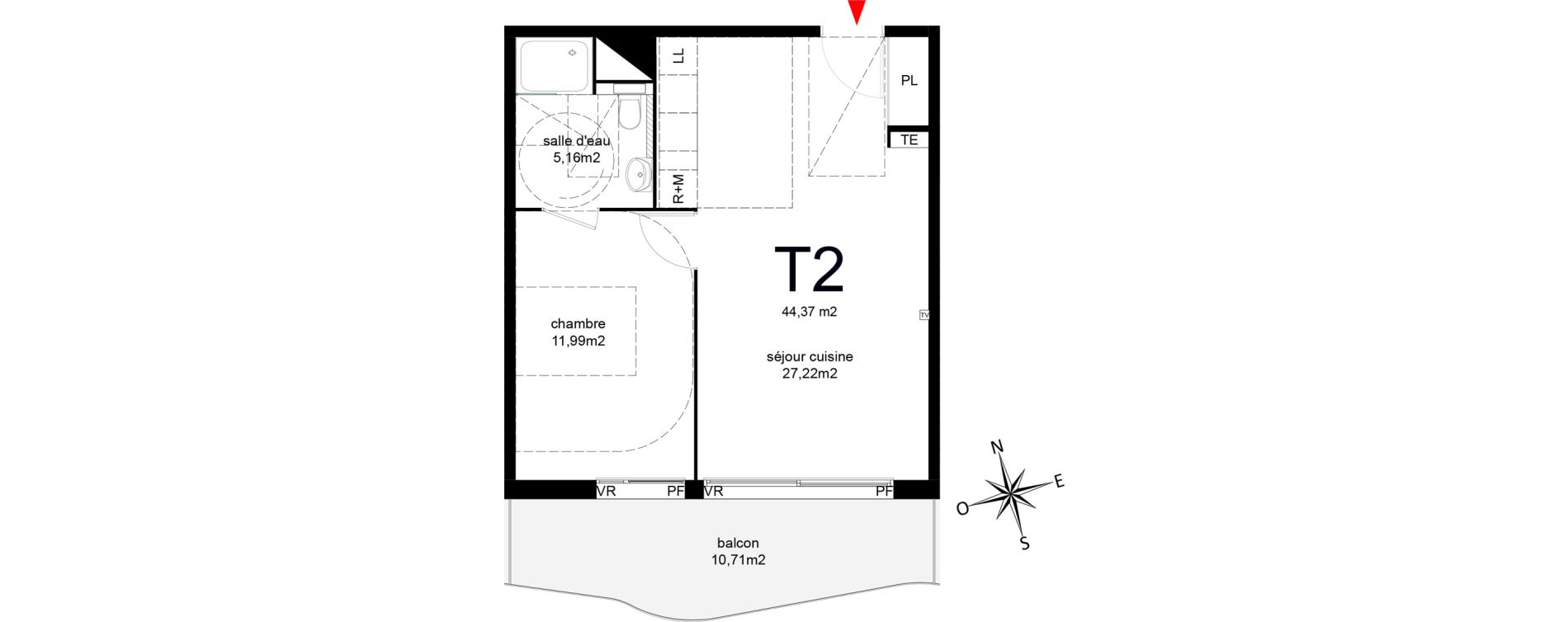 Appartement T2 de 44,37 m2 &agrave; Agde Route de sete