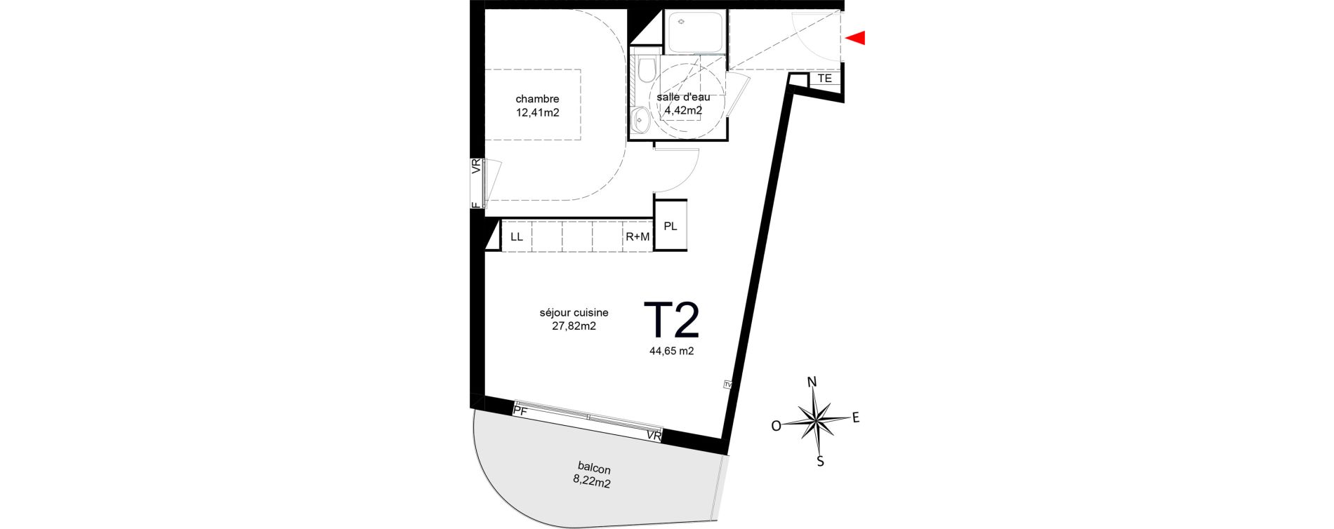 Appartement T2 de 44,65 m2 &agrave; Agde Route de sete