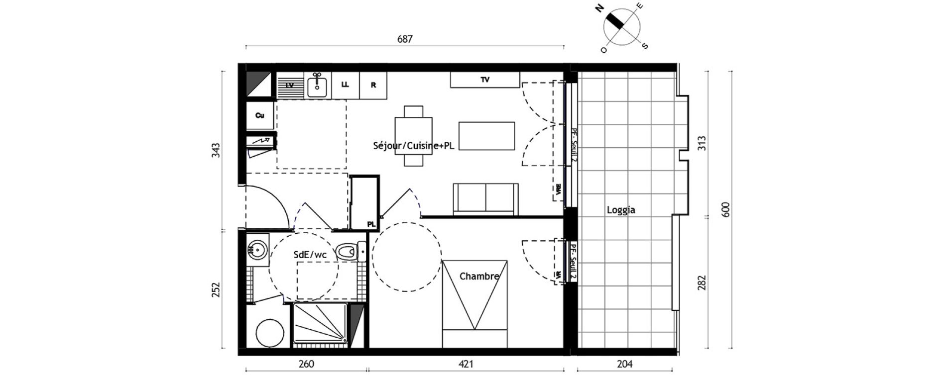 Appartement T2 de 39,50 m2 &agrave; Agde Centre