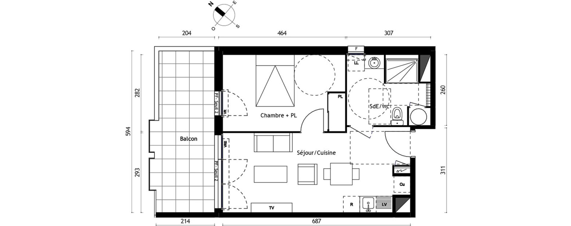 Appartement T2 de 40,05 m2 &agrave; Agde Centre