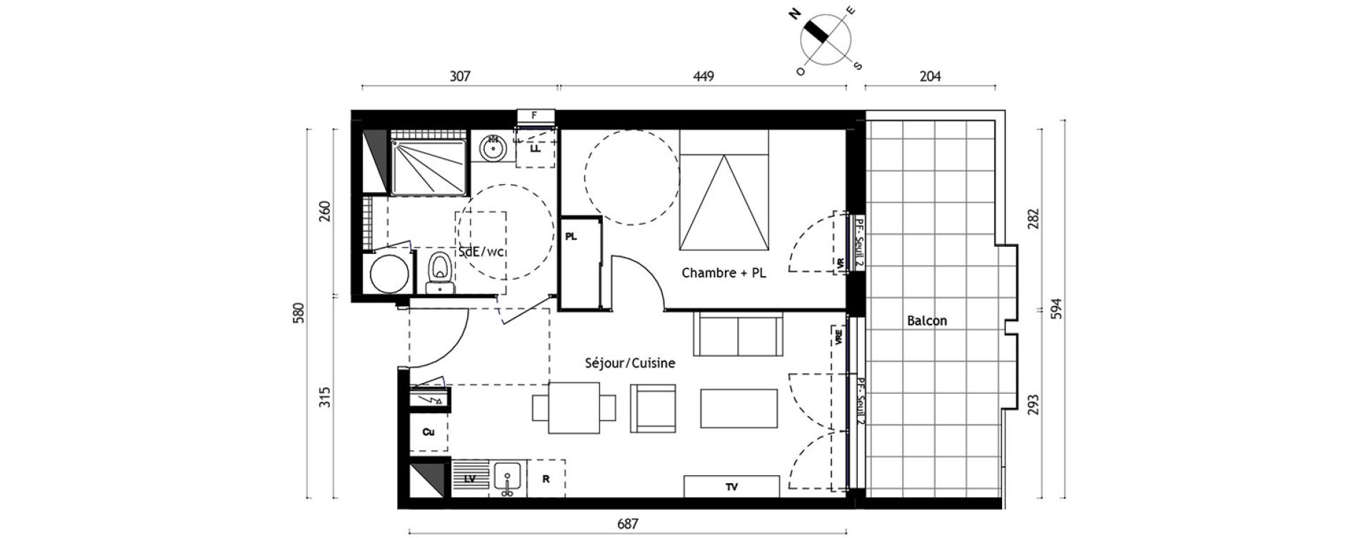 Appartement T2 de 40,05 m2 &agrave; Agde Centre