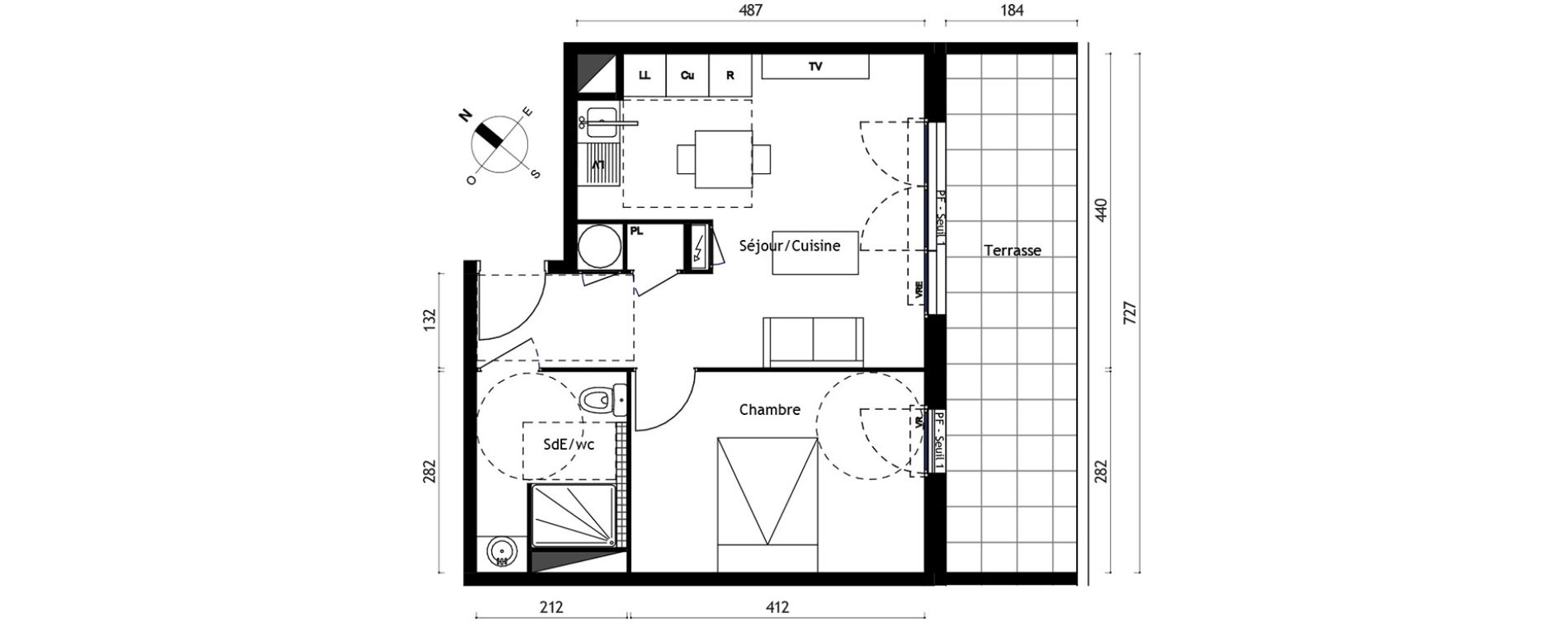 Appartement T2 de 39,55 m2 &agrave; Agde Centre