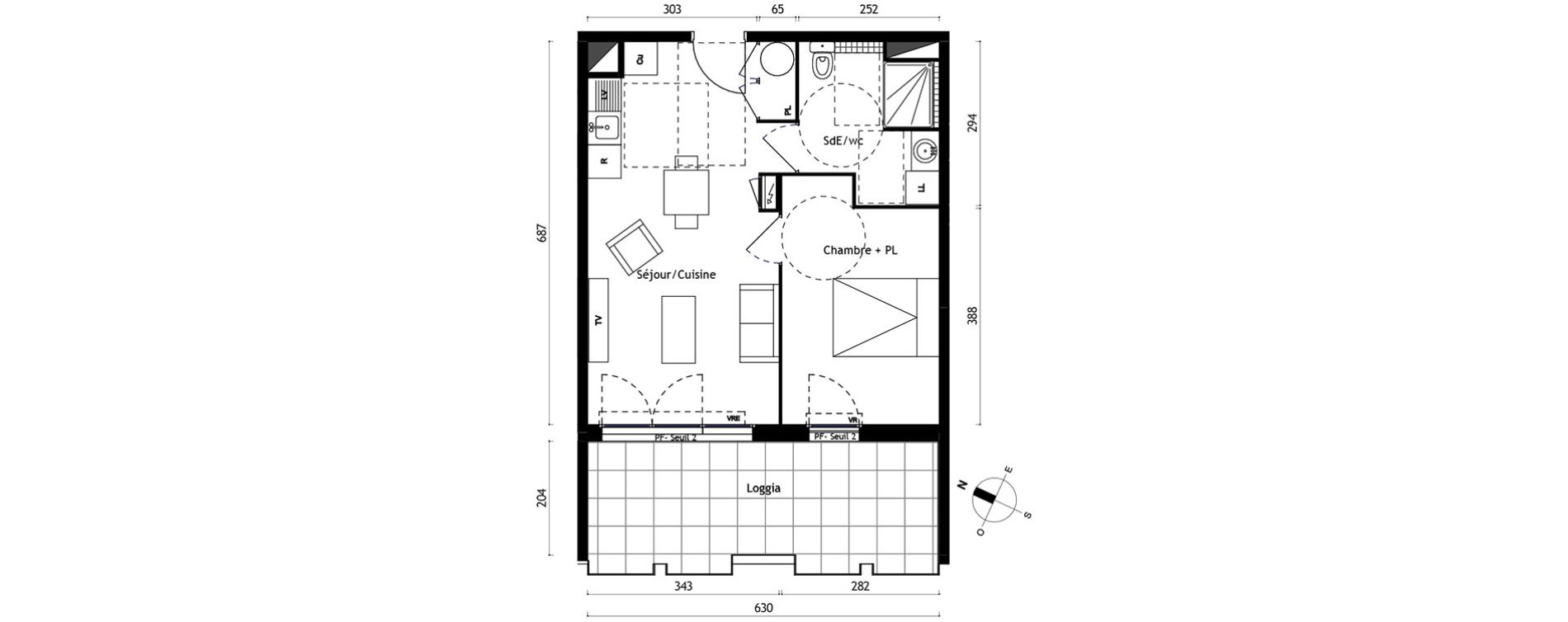 Appartement T2 de 41,65 m2 &agrave; Agde Centre