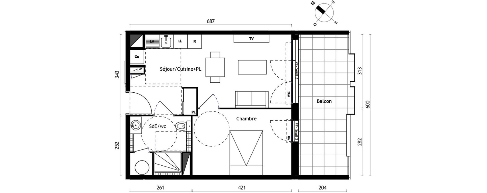 Appartement T2 de 39,50 m2 &agrave; Agde Centre