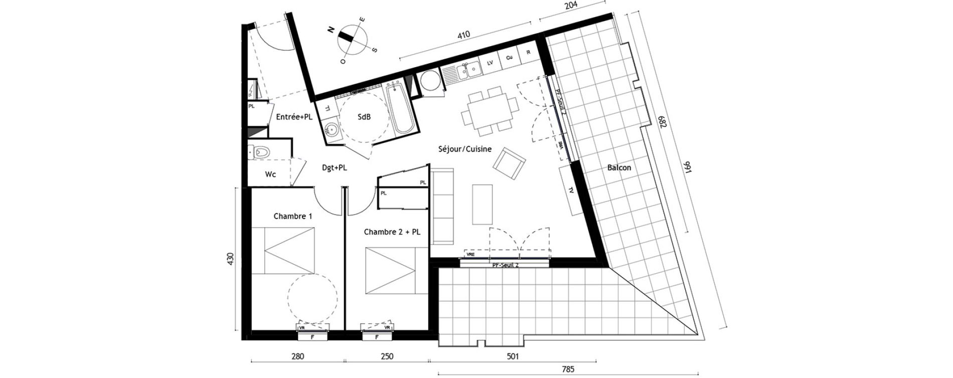 Appartement T3 de 66,55 m2 &agrave; Agde Centre