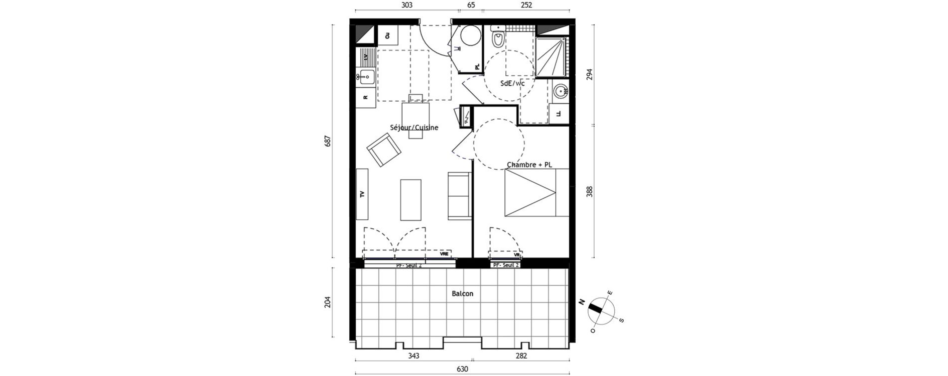 Appartement T2 de 41,70 m2 &agrave; Agde Centre