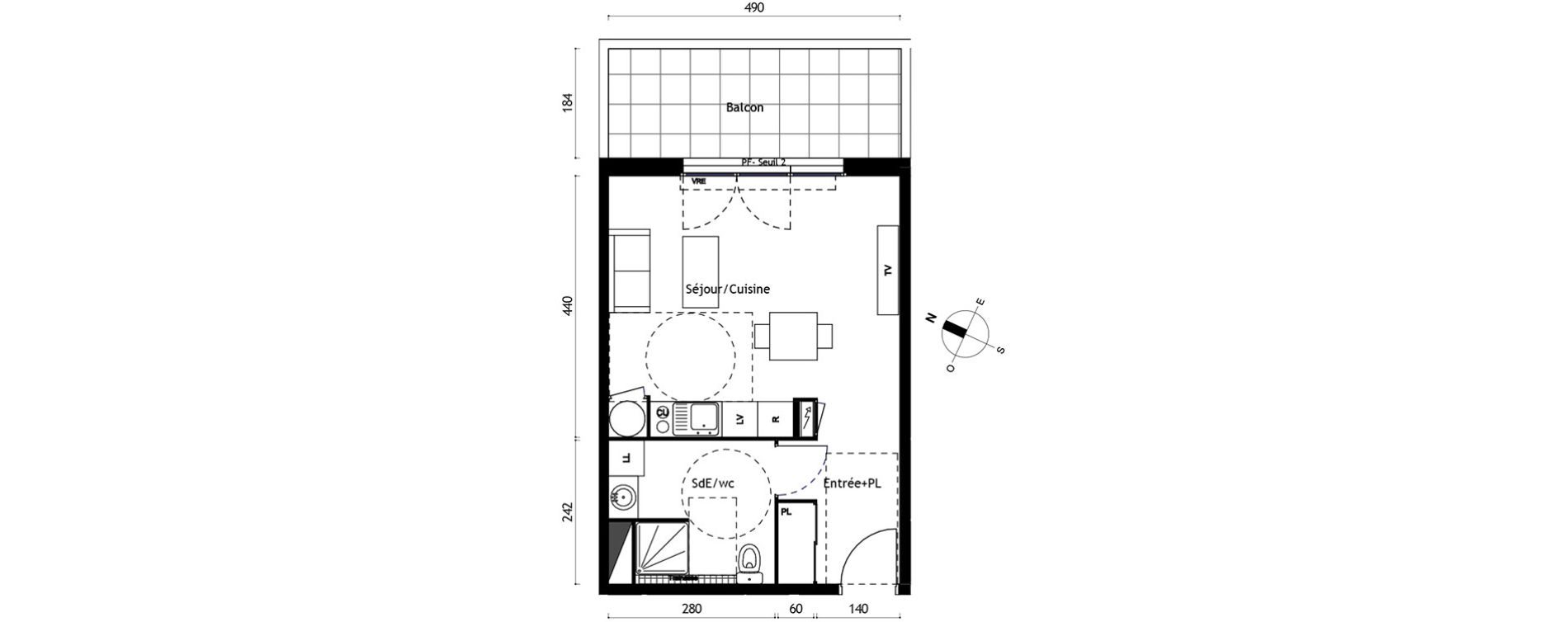 Appartement T1 de 32,70 m2 &agrave; Agde Centre