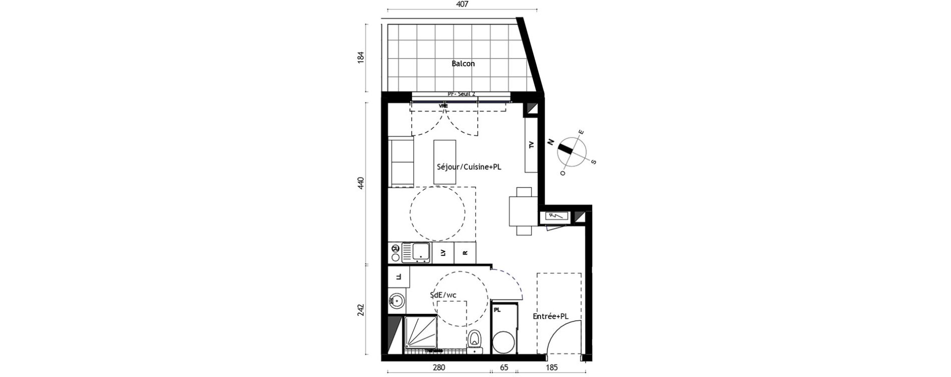 Appartement T1 de 31,75 m2 &agrave; Agde Centre