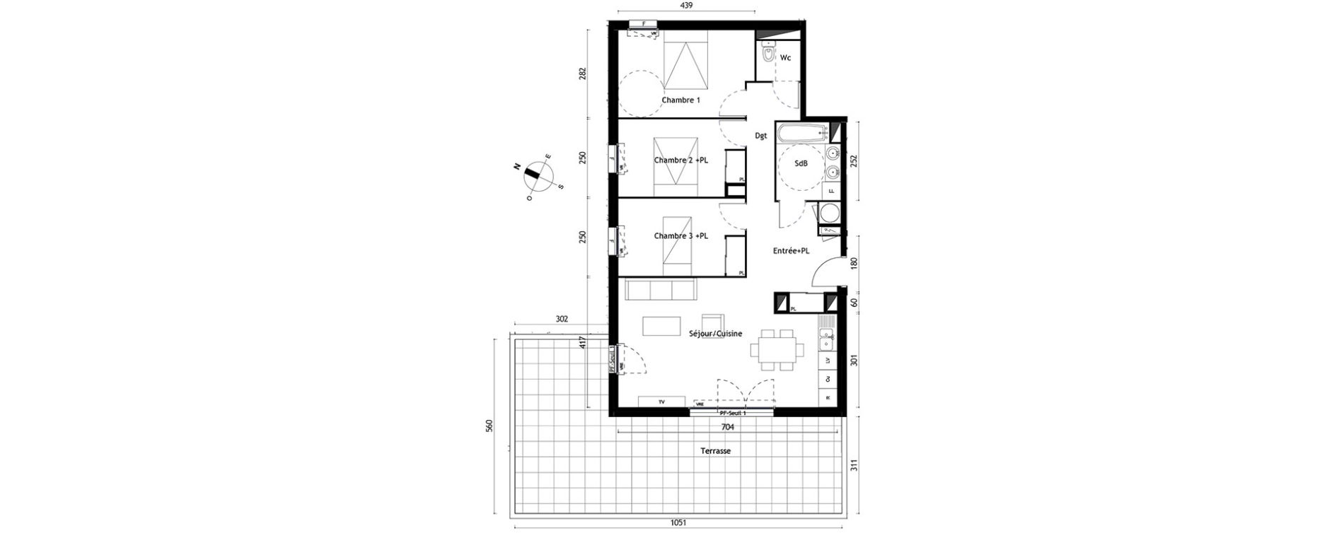 Appartement T4 de 78,55 m2 &agrave; Agde Centre