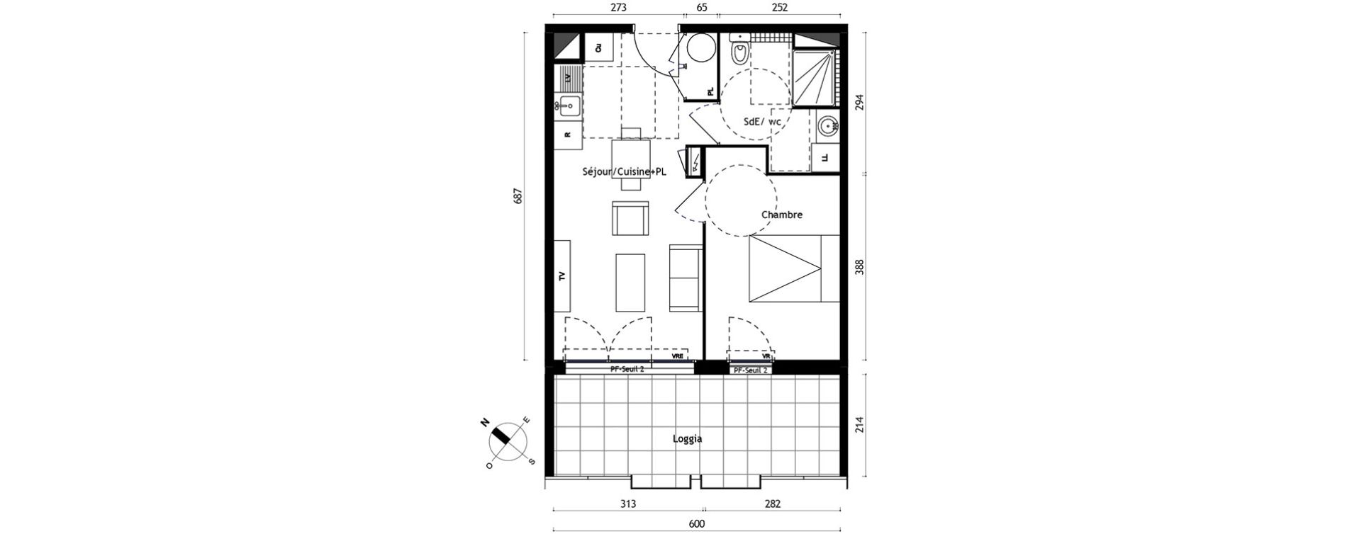 Appartement T2 de 39,60 m2 &agrave; Agde Centre