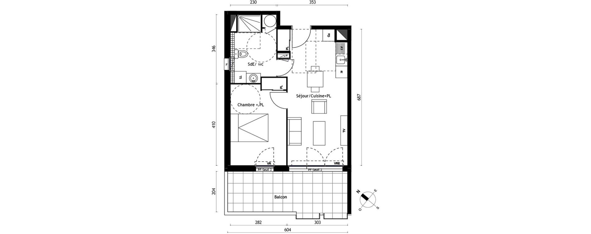 Appartement T2 de 40,70 m2 &agrave; Agde Centre