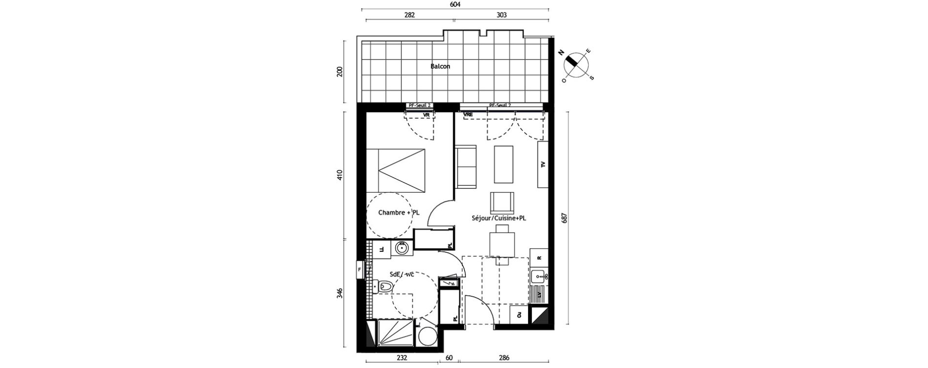 Appartement T2 de 40,70 m2 &agrave; Agde Centre