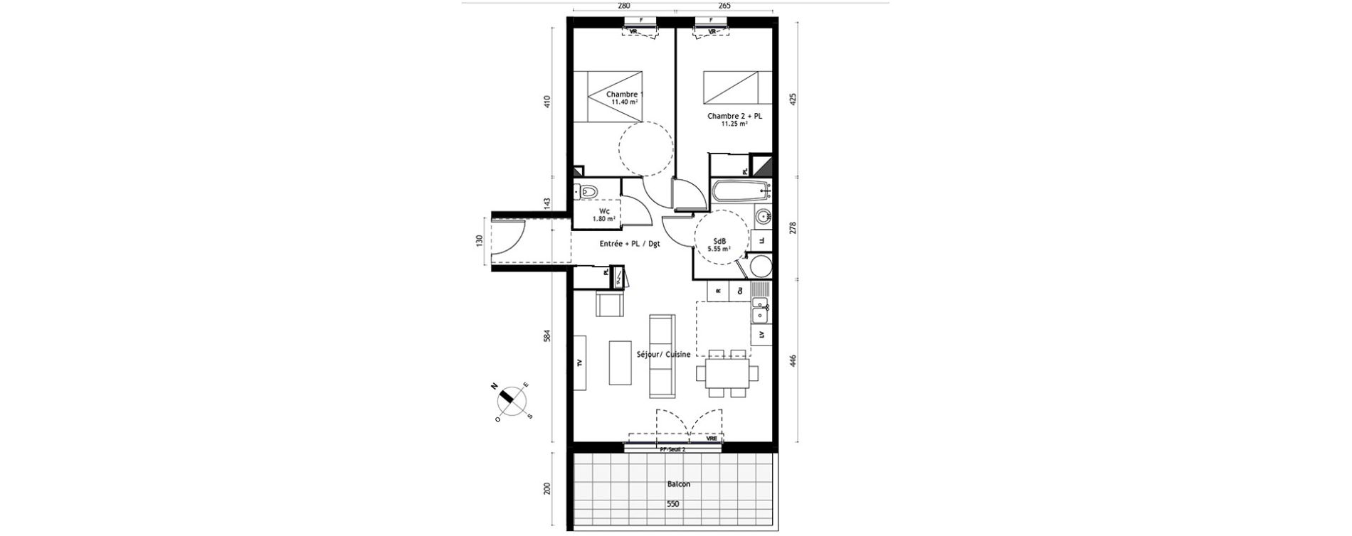 Appartement T3 de 64,00 m2 &agrave; Agde Centre