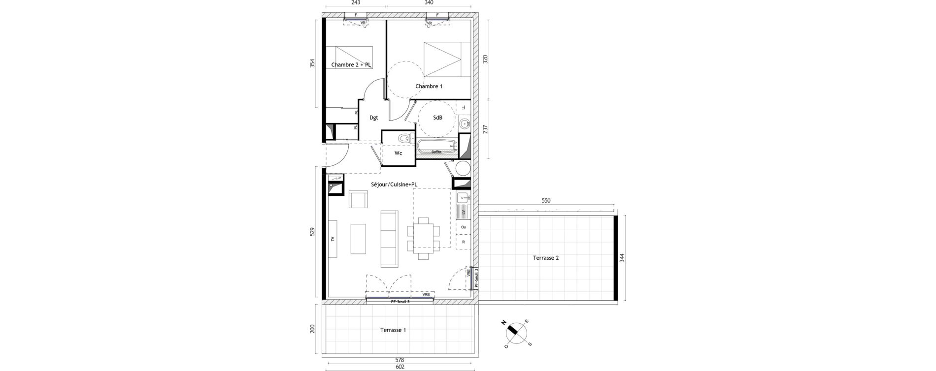 Appartement T3 de 62,90 m2 &agrave; Agde Centre