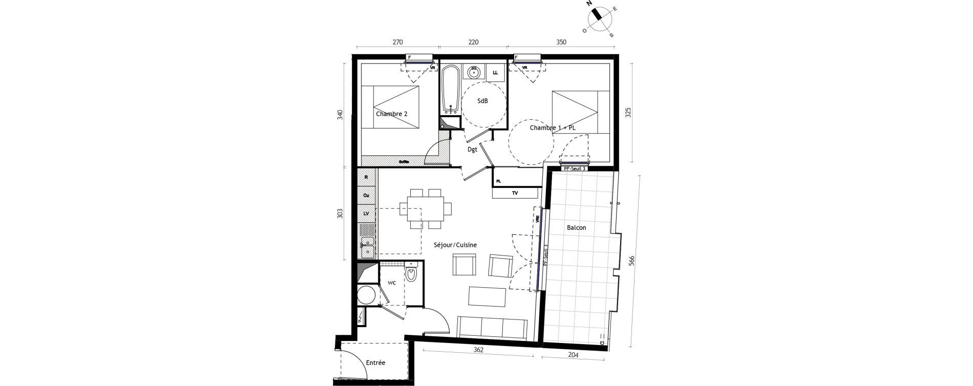 Appartement T3 de 62,35 m2 &agrave; Agde Centre