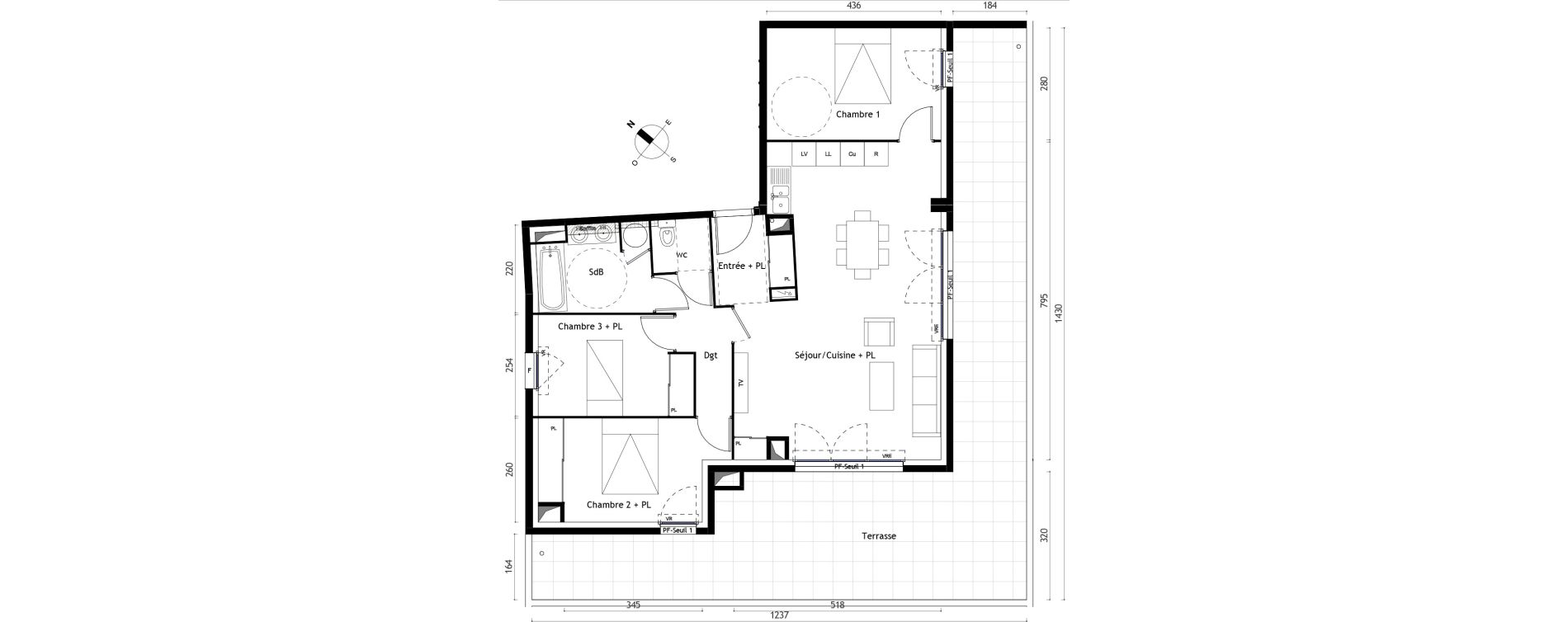 Appartement T4 de 84,10 m2 &agrave; Agde Centre