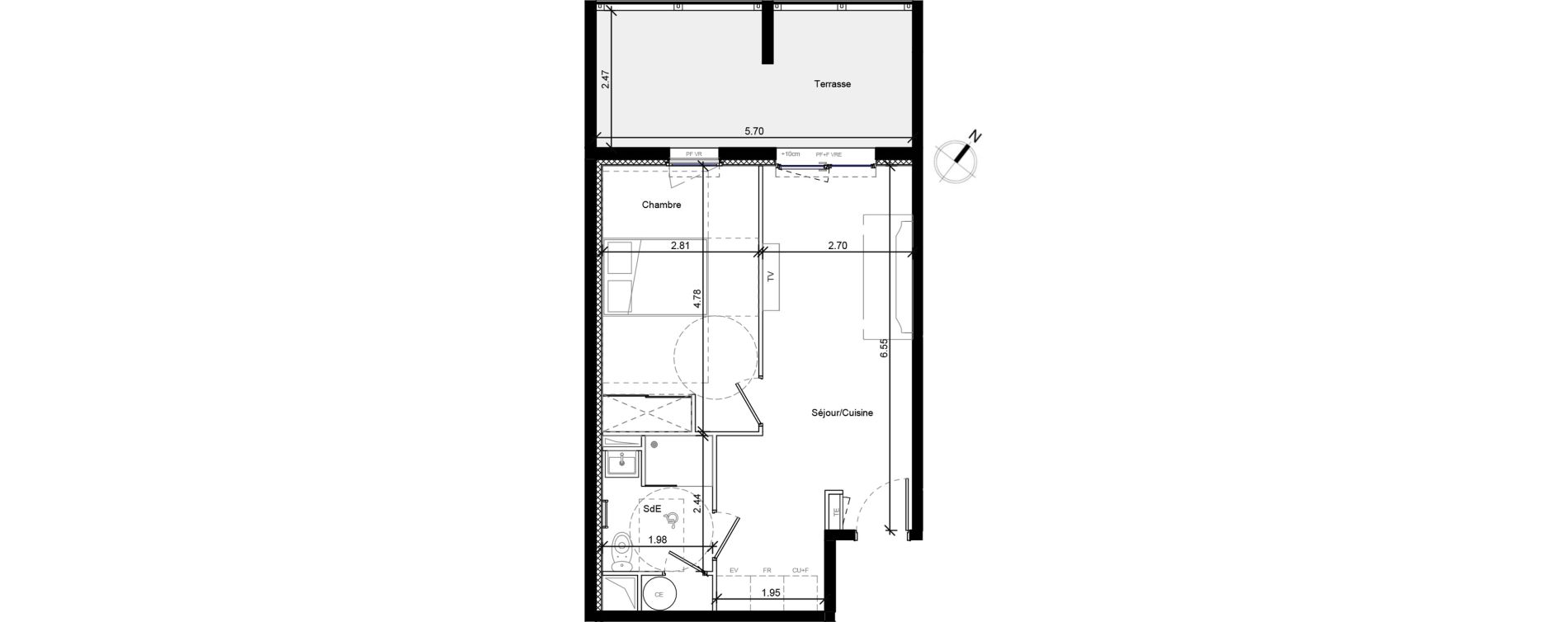 Appartement T2 de 40,27 m2 &agrave; Agde Mirabel