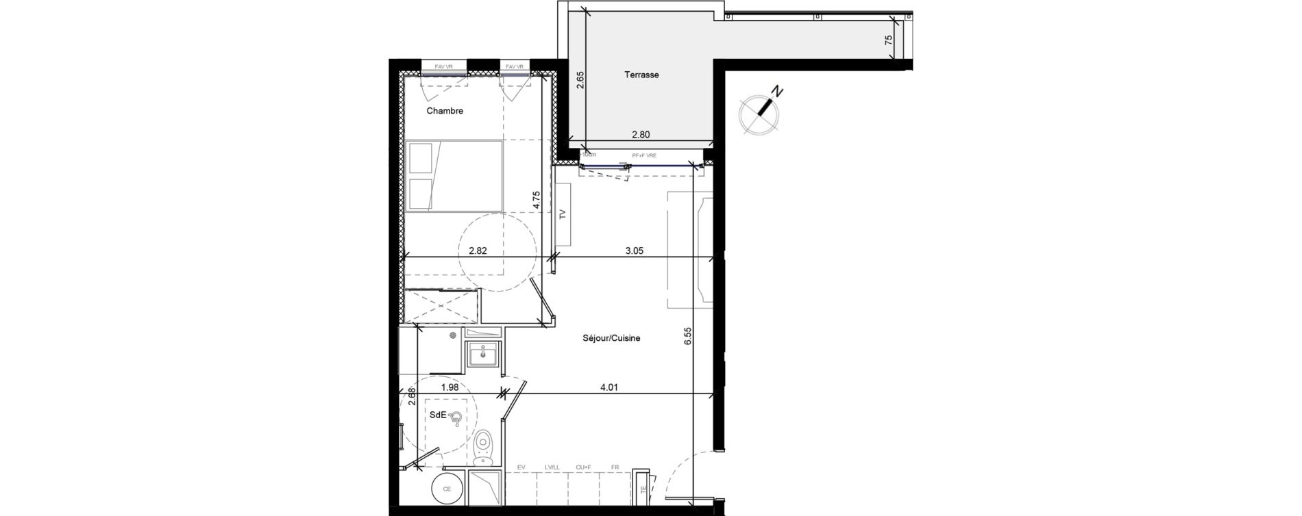 Appartement T2 de 42,60 m2 &agrave; Agde Mirabel