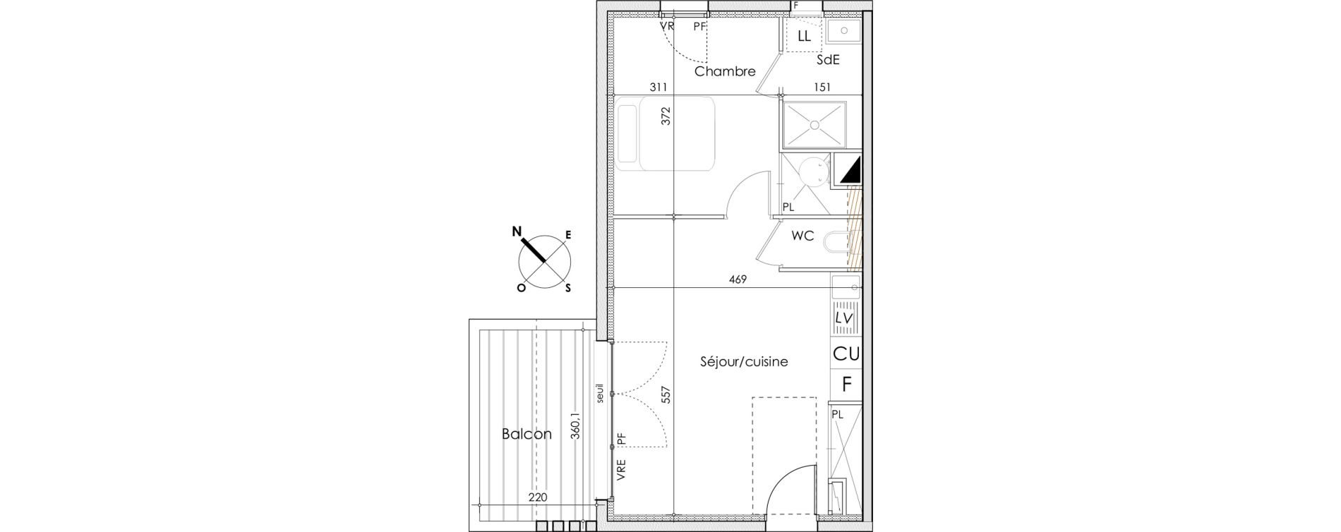 Appartement T2 de 42,20 m2 &agrave; Agde Route de sete