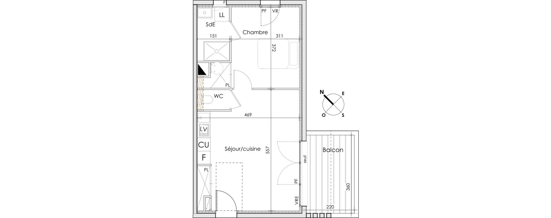 Appartement T2 de 42,20 m2 &agrave; Agde Route de sete