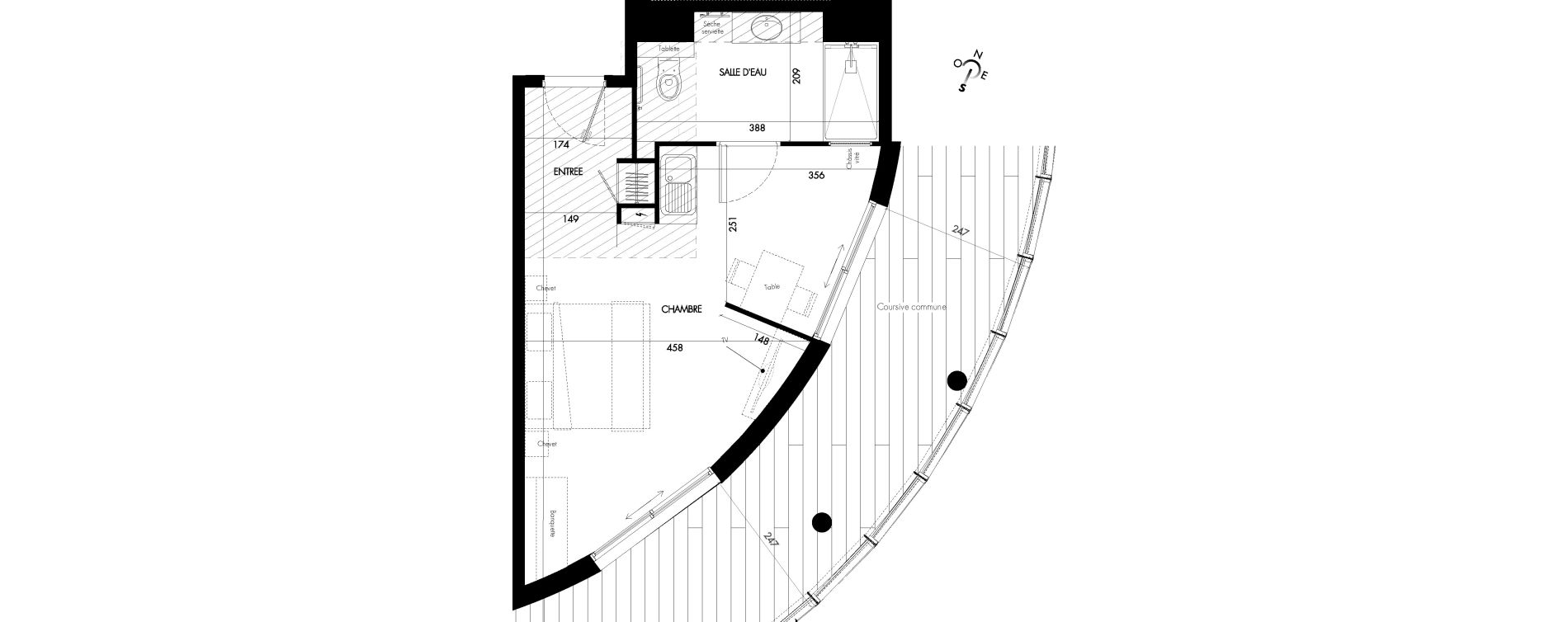 Appartement T1 meubl&eacute; de 36,20 m2 &agrave; Agde Village naturiste