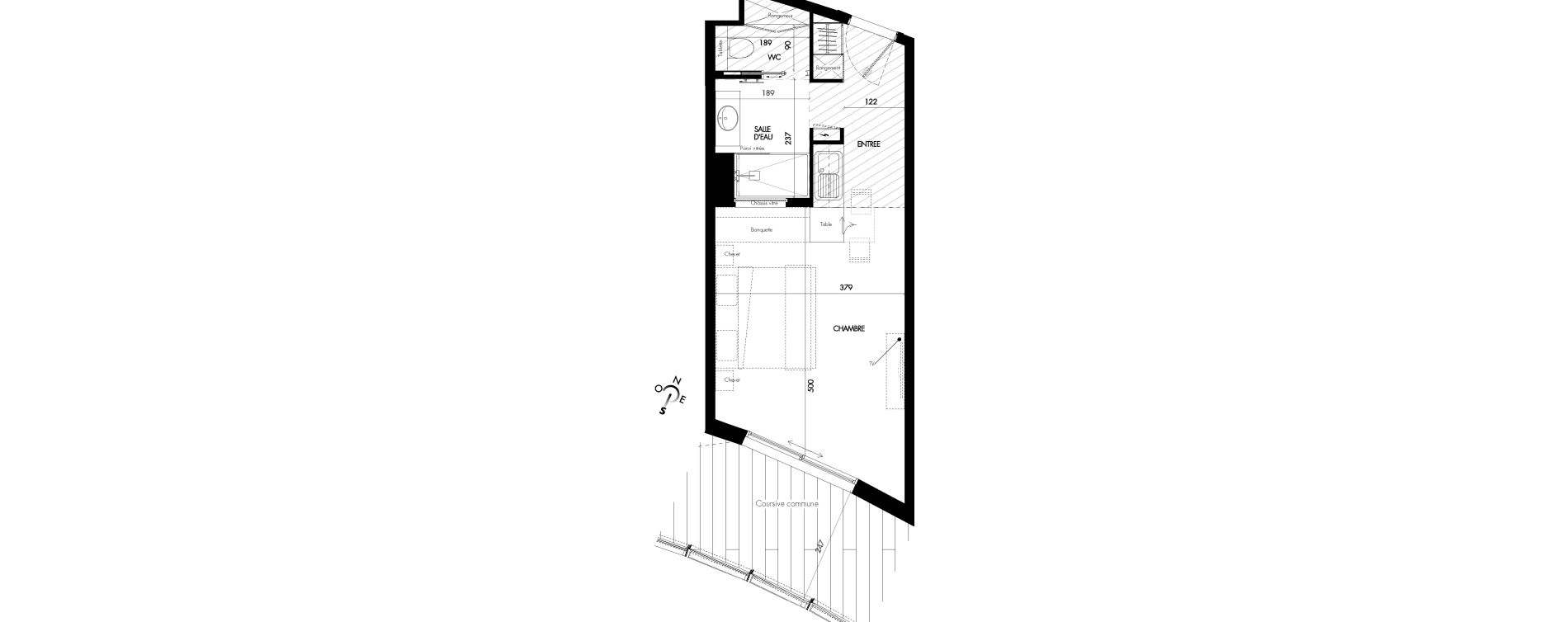 Appartement T1 meubl&eacute; de 31,95 m2 &agrave; Agde Village naturiste