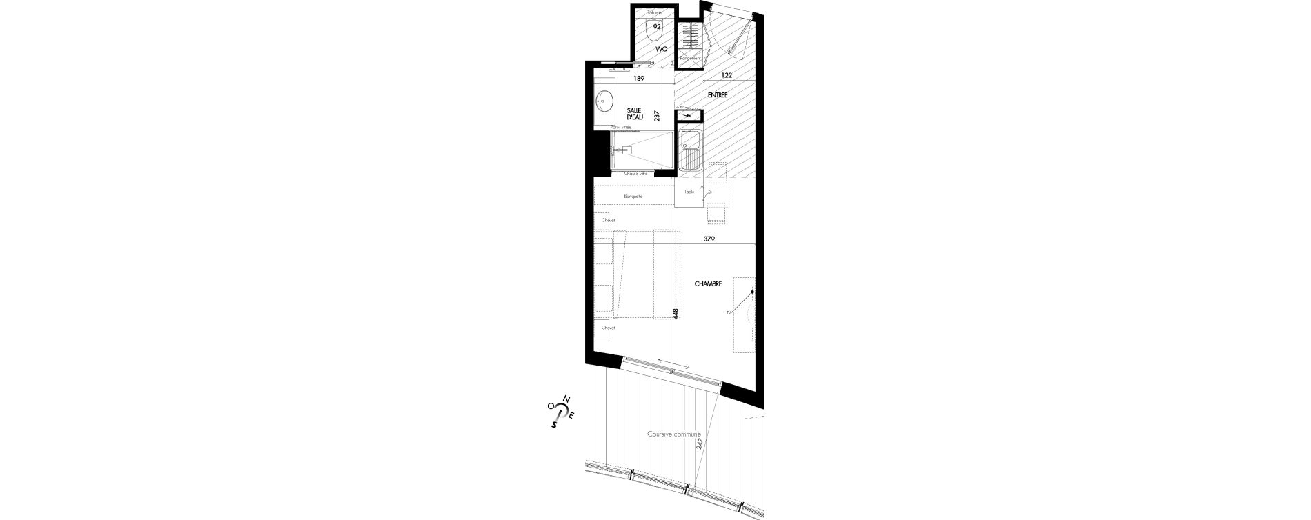 Appartement T1 meubl&eacute; de 29,10 m2 &agrave; Agde Village naturiste